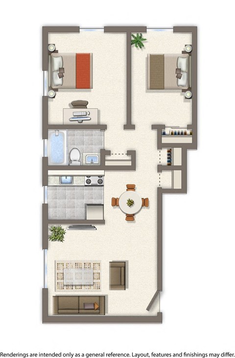 two bedroom floor plan at the grandview apartments in washington dc